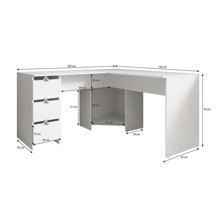 Bureaus-Meubella - Bureau Fuenta - Wit - 142 cm
