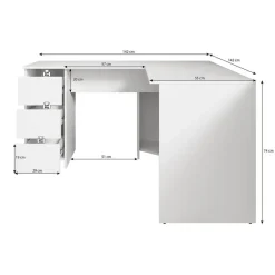 Bureaus-Meubella - Bureau Fuenta - Wit - 142 cm