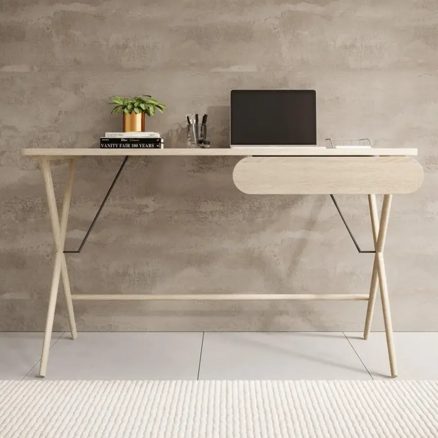 Bureaus-Meubella - Bureau Moron - Licht eiken - 135 cm