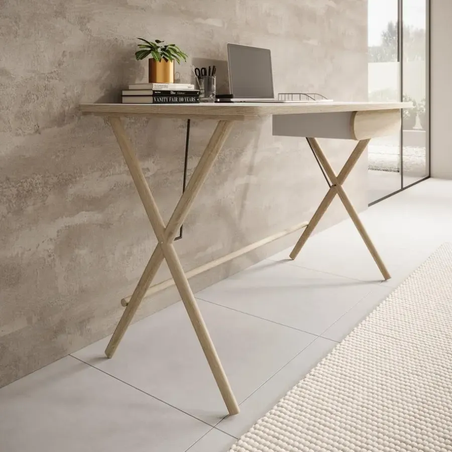 Bureaus-Meubella - Bureau Moron - Licht eiken - 135 cm