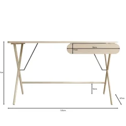 Bureaus-Meubella - Bureau Moron - Licht eiken - 135 cm