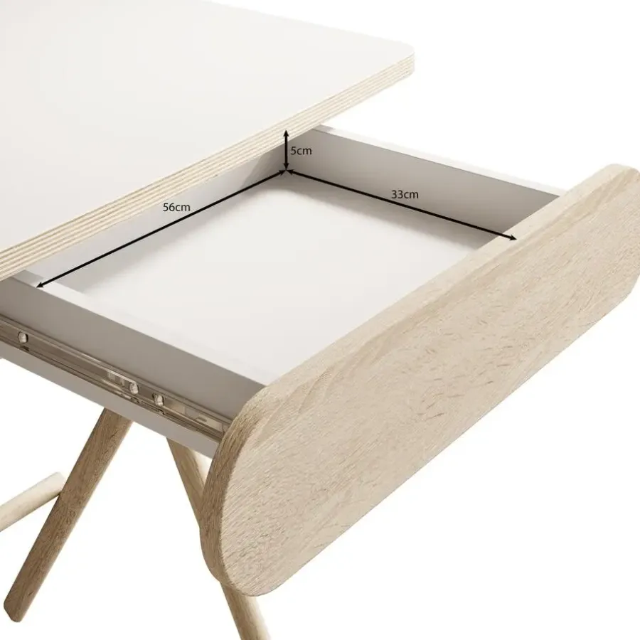 Bureaus-Meubella - Bureau Moron - Licht eiken - 135 cm