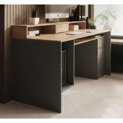Bureaus-Meubella - Bureau Ryan - Grijs - Eiken - 160 cm