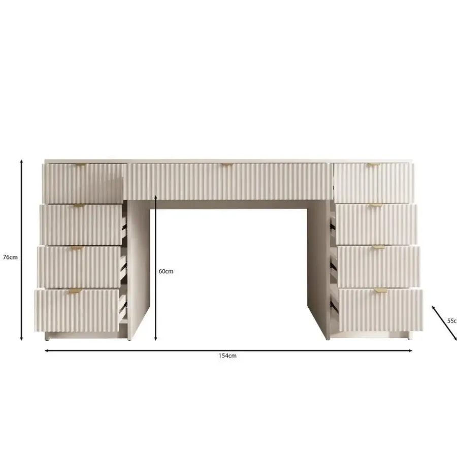 Meubella - Bureau Tavares 2 - Wit - 154 cm