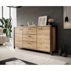 Dressoirs-Meubella - Dressoir Acapulco - Eiken - Zwart - 180 cm