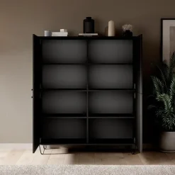 Dressoirs-Meubella - Dressoir Apula - Antraciet - 124 cm - Dicht