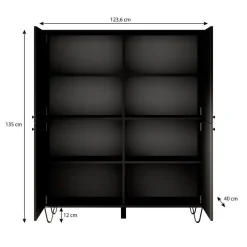 Dressoirs-Meubella - Dressoir Apula - Antraciet - 124 cm - Dicht