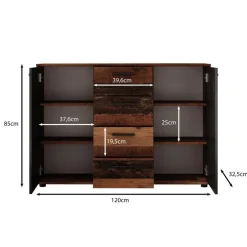 Dressoirs-Meubella - Dressoir Bellini - Grijs - 120 cm