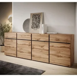 Dressoirs-Meubella - Dressoir Cainan - Eiken - 225 cm