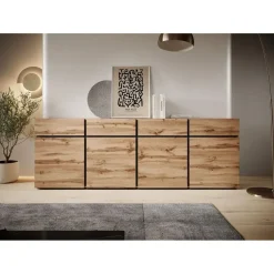 Dressoirs-Meubella - Dressoir Cainan - Eiken - 225 cm