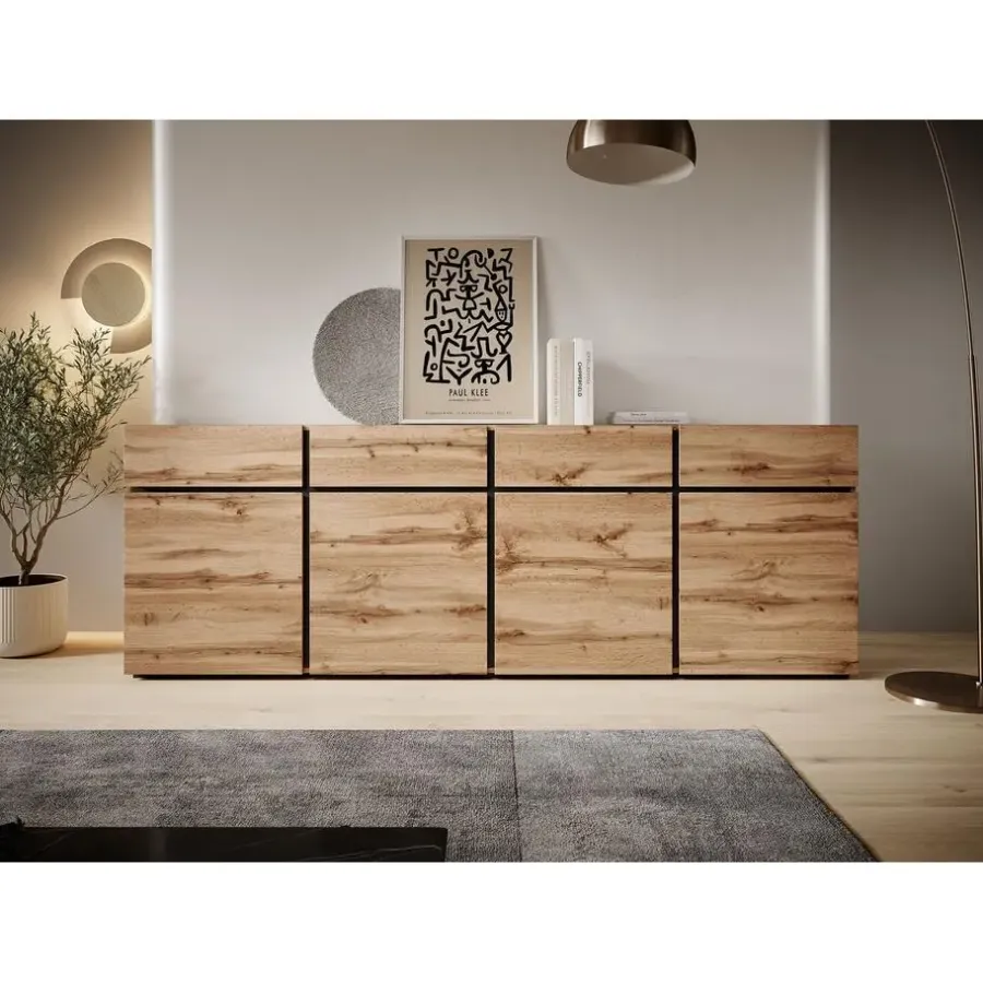 Dressoirs-Meubella - Dressoir Cainan - Eiken - 225 cm