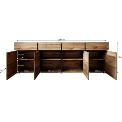 Dressoirs-Meubella - Dressoir Cainan - Eiken - 225 cm