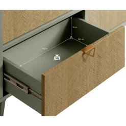 Meubella - Dressoir Essence - Groen - Licht eiken - 158 cm