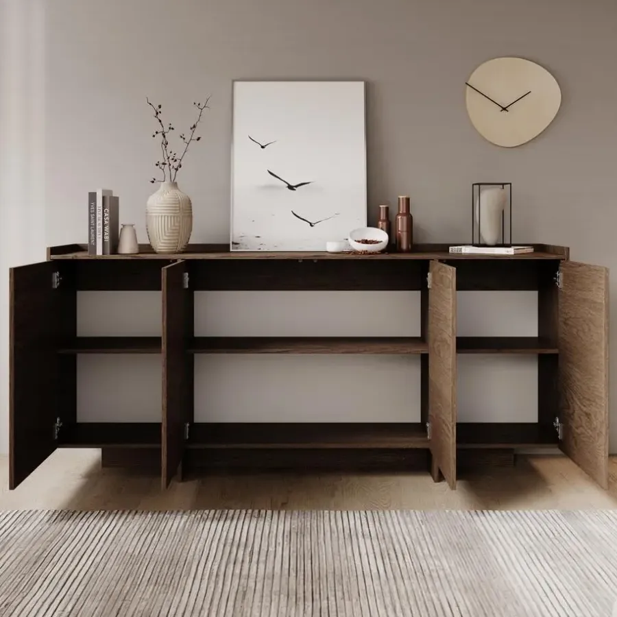Dressoirs-Meubella - Dressoir Jaxon - Donker eiken - 200 cm
