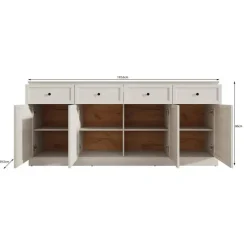 Dressoirs-Meubella - Dressoir Leroy - Wit eiken - 193 cm