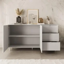 Meubella - Dressoir Malvare - Wit - 150 cm - Met lades