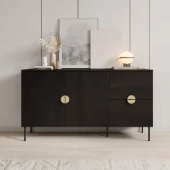 Dressoirs-Meubella - Dressoir Monor - Zwart eiken - 160 cm