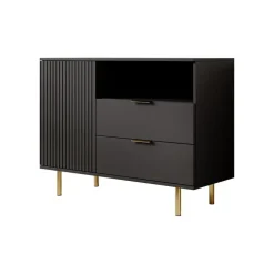 Dressoirs-Meubella - Dressoir Nicola - Mat zwart - 107 cm