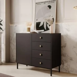 Dressoirs-Meubella - Dressoir Norment - Zwart - 100 cm