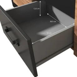 Meubella - Dressoir Olivia - Zwart - Eiken - 147 cm
