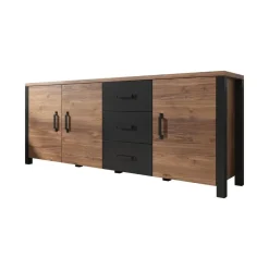 Meubella - Dressoir Olivia - Zwart - Eiken - 192 cm