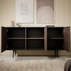 Meubella - Dressoir Pedro - Donker eiken - Zwart eiken - 150 cm