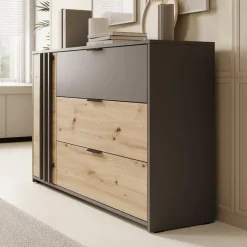 Meubella - Dressoir Roma - Grijs - Eiken - 125 cm