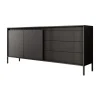 Dressoirs-Meubella - Dressoir Saran - Mat zwart - 187 cm