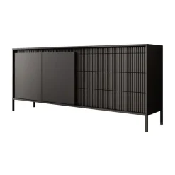 Dressoirs-Meubella - Dressoir Saran - Mat zwart - 187 cm