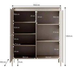 Meubella - Dressoir Saran - Mat zwart - Hoog - 104 cm