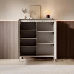 Meubella - Dressoir Saran - Beige - Hoog - 104 cm