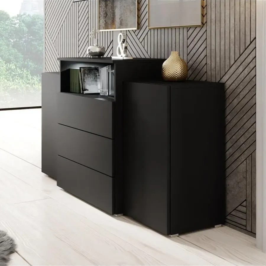 Dressoirs-Meubella - Dressoir Universal - Mat Zwart - 150 cm