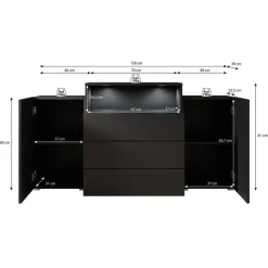 Dressoirs-Meubella - Dressoir Universal - Mat Zwart - 150 cm