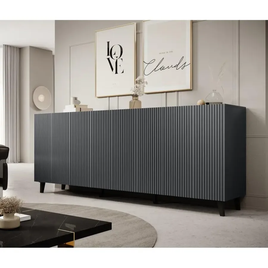 Dressoirs-Meubella - Dressoir Vintar - Antraciet - 200 cm