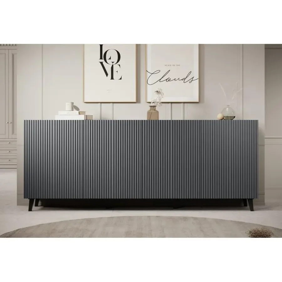 Dressoirs-Meubella - Dressoir Vintar - Antraciet - 200 cm