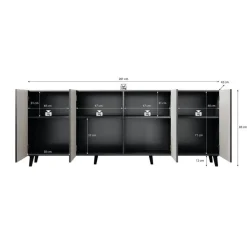 Dressoirs-Meubella - Dressoir Vintar - Antraciet - 200 cm