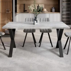 Industriële Eettafels-Meubella - Eetkamertafel Berry - Betonlook - 160 cm