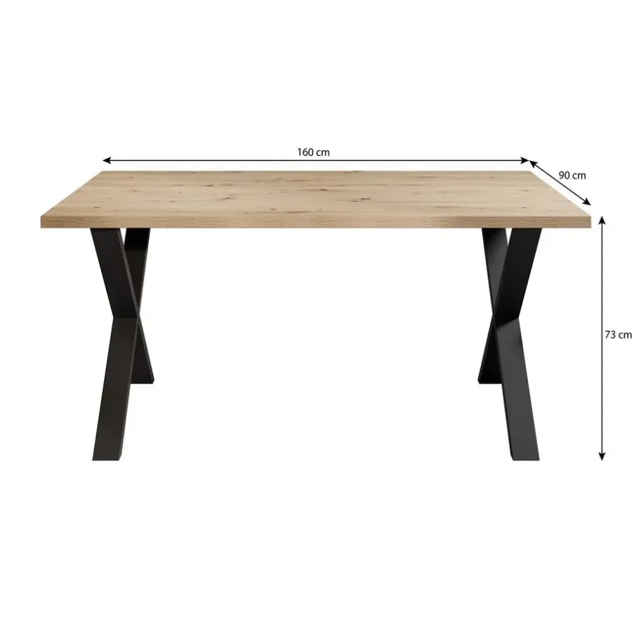 Industriële Eettafels-Meubella - Eetkamertafel Berry - Betonlook - 160 cm