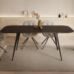 Meubella - Eetkamertafel Flix - Zwart - 160 cm - Uitschuifbaar