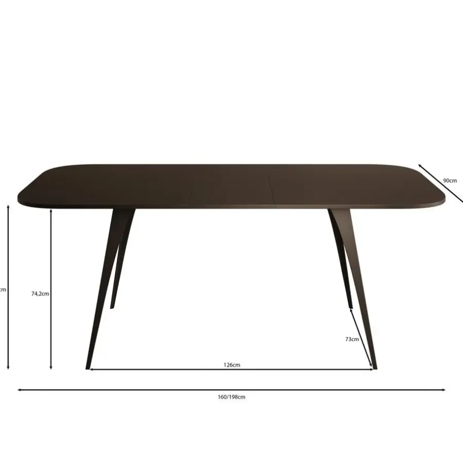 Meubella - Eetkamertafel Flix - Zwart - 160 cm - Uitschuifbaar