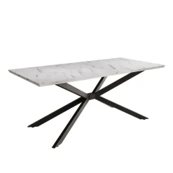 Meubella - Eetkamertafel Faithley - Wit marmerlook - 190 cm
