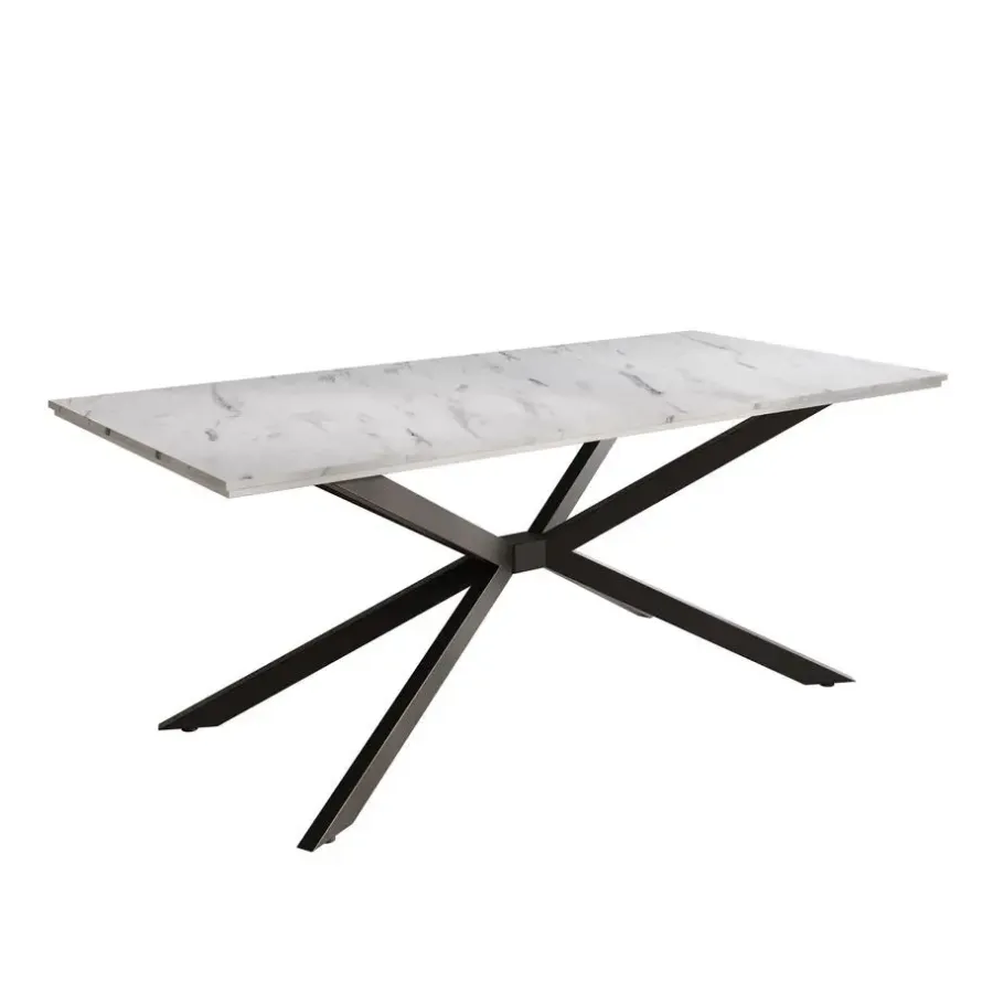 Meubella - Eetkamertafel Faithley - Wit marmerlook - 190 cm
