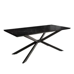 Meubella - Eetkamertafel Faithley - Zwart marmerlook - 190 cm
