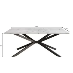 Meubella - Eetkamertafel Faithley - Zwart marmerlook - 190 cm