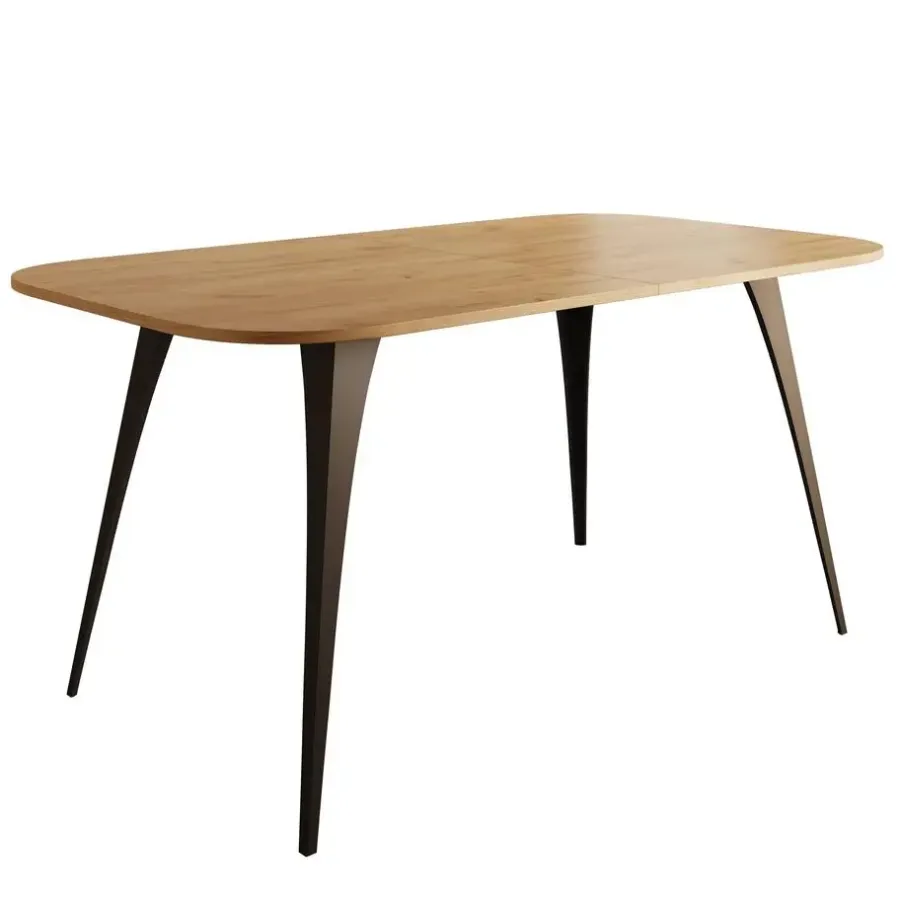 Industriële Eettafels-Meubella - Eetkamertafel Flix - Eiken - 160 cm - Uitschuifbaar