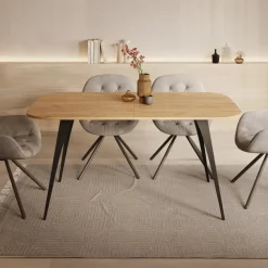 Industriële Eettafels-Meubella - Eetkamertafel Flix - Eiken - 160 cm - Uitschuifbaar