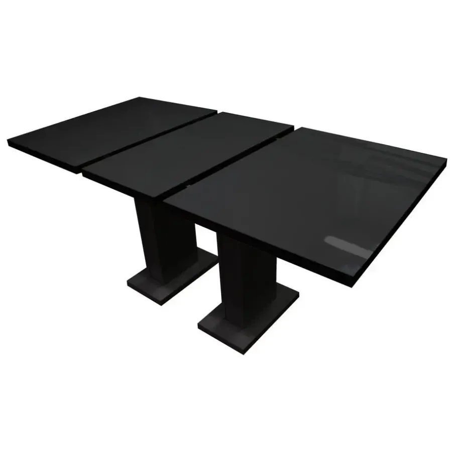 Meubella - Eetkamertafel Glamour - Hoogglans zwart - 160 cm - Uitschuifbaar
