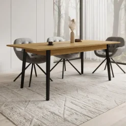 Rechthoekige Eettafels|Industriële Eettafels-Meubella - Eetkamertafel Monor - Eiken - 200 cm - Uitschuifbaar