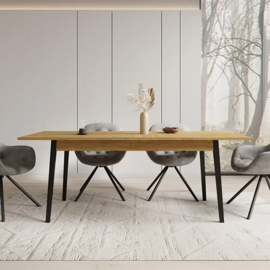 Rechthoekige Eettafels|Industriële Eettafels-Meubella - Eetkamertafel Monor - Eiken - 200 cm - Uitschuifbaar