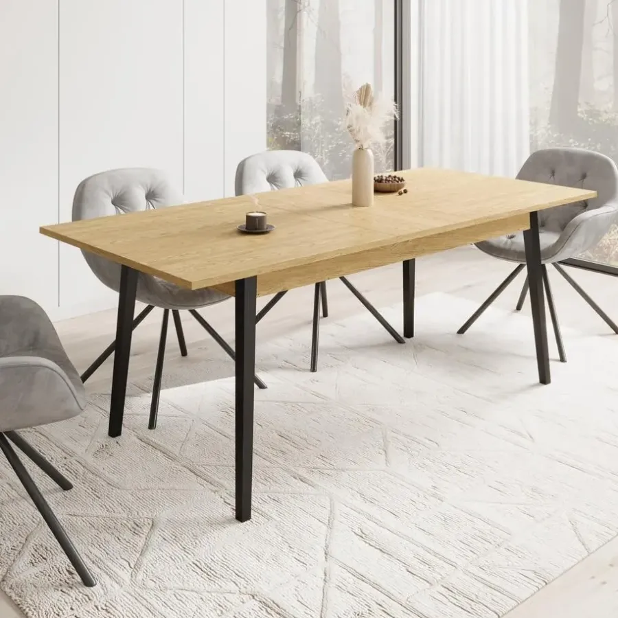 Rechthoekige Eettafels|Industriële Eettafels-Meubella - Eetkamertafel Monor - Eiken - 200 cm - Uitschuifbaar